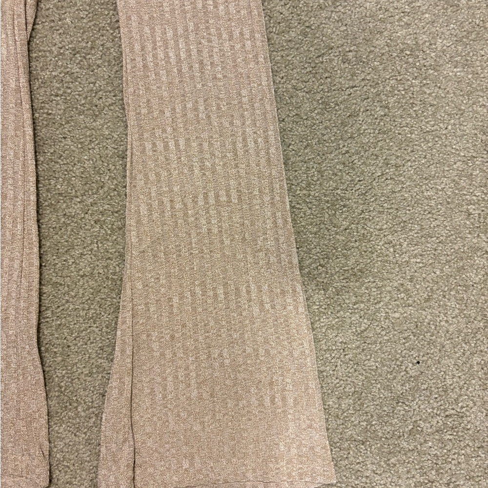 Beige Ribbed Flare Pants - Picture 4 of 4